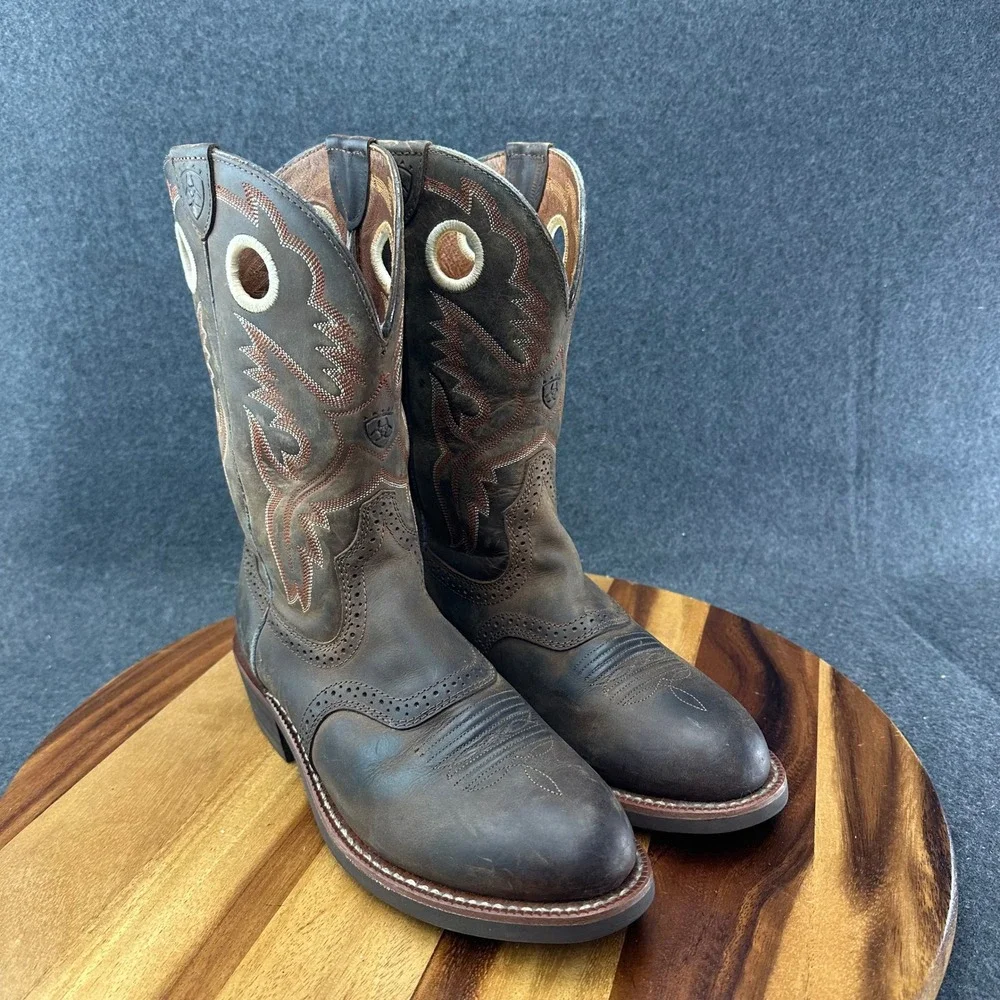 Ariat Women's Heritage Roughstock Size 8 Wide Antique Brown Leather Cowboy Boots
